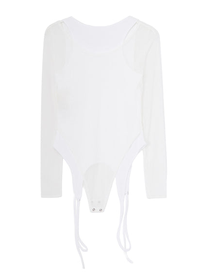 STRIPE TULLE  LAYERED BODYSUIT
