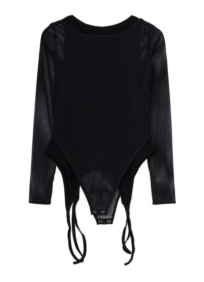 STRIPE TULLE  LAYERED BODYSUIT