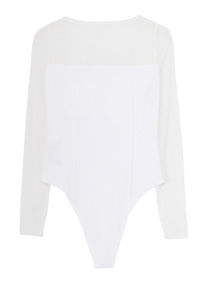 STRIPE TULLE  BUSTIER BODYSUIT