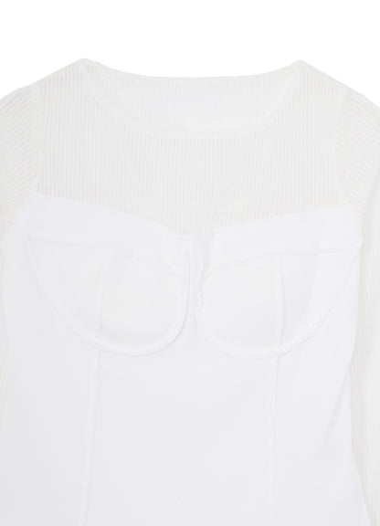 STRIPE TULLE  BUSTIER BODYSUIT