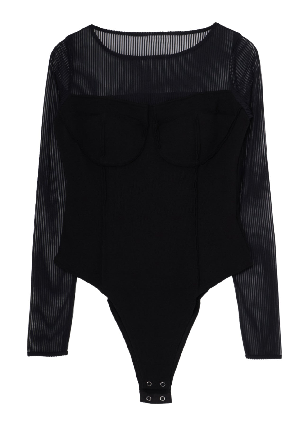 STRIPE TULLE  BUSTIER BODYSUIT