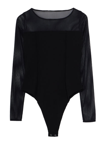 STRIPE TULLE  BUSTIER BODYSUIT