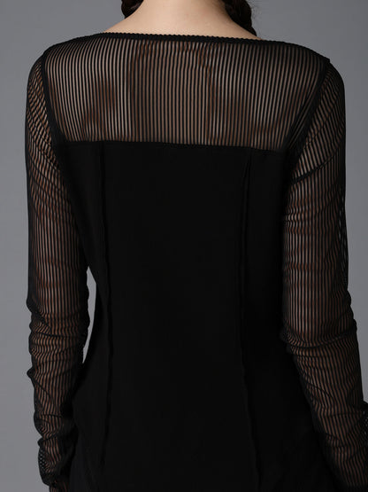 STRIPE TULLE  BUSTIER BODYSUIT