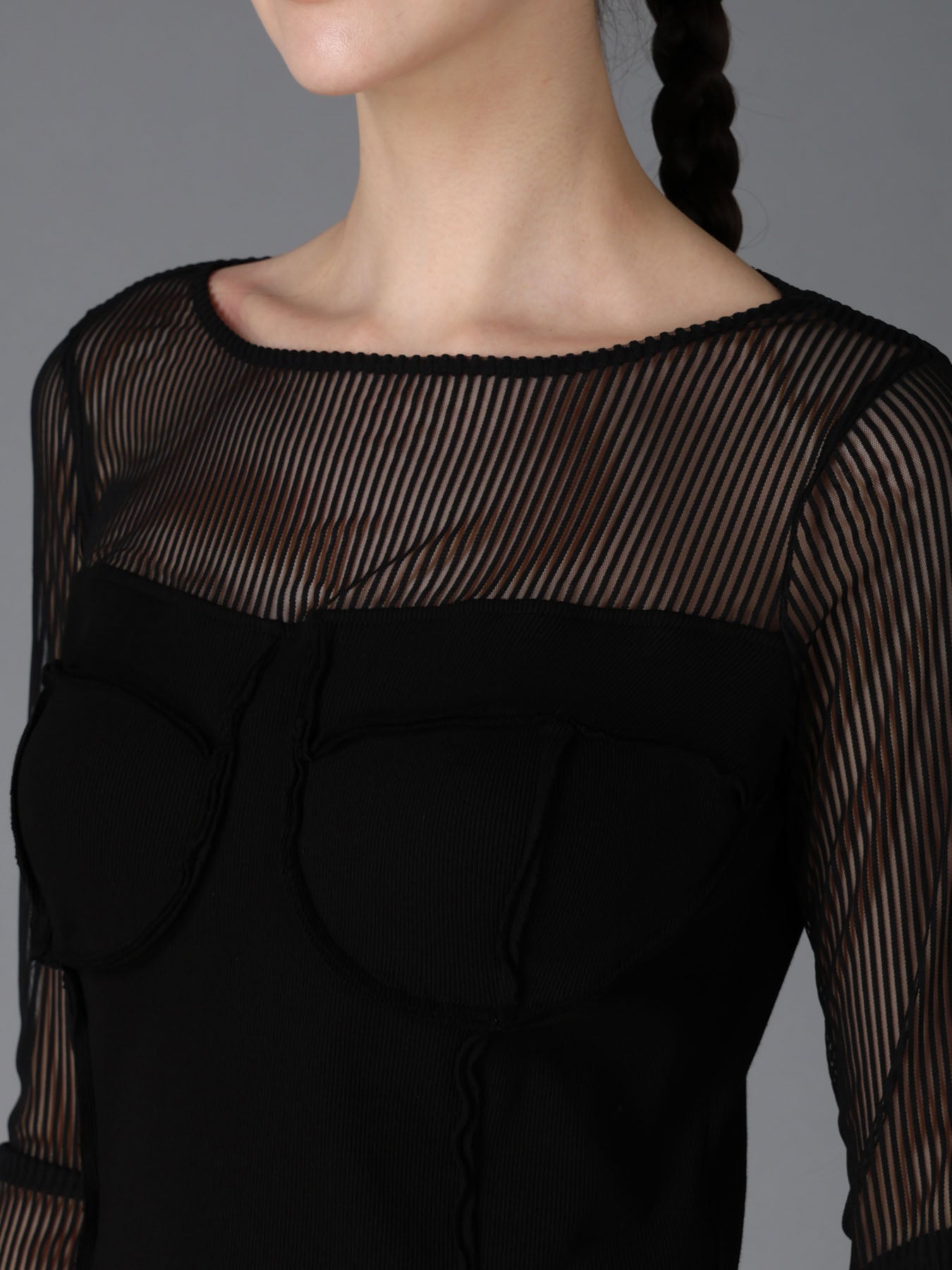 STRIPE TULLE  BUSTIER BODYSUIT