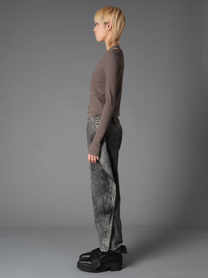 C/ RIB LAYERED CARDIGAN T