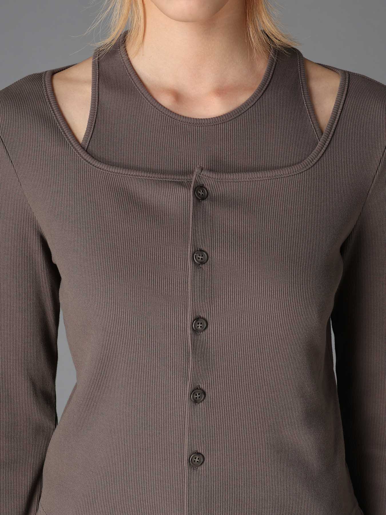 C/ RIB LAYERED CARDIGAN T