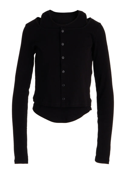 C/ RIB LAYERED CARDIGAN T