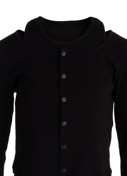 C/ RIB LAYERED CARDIGAN T
