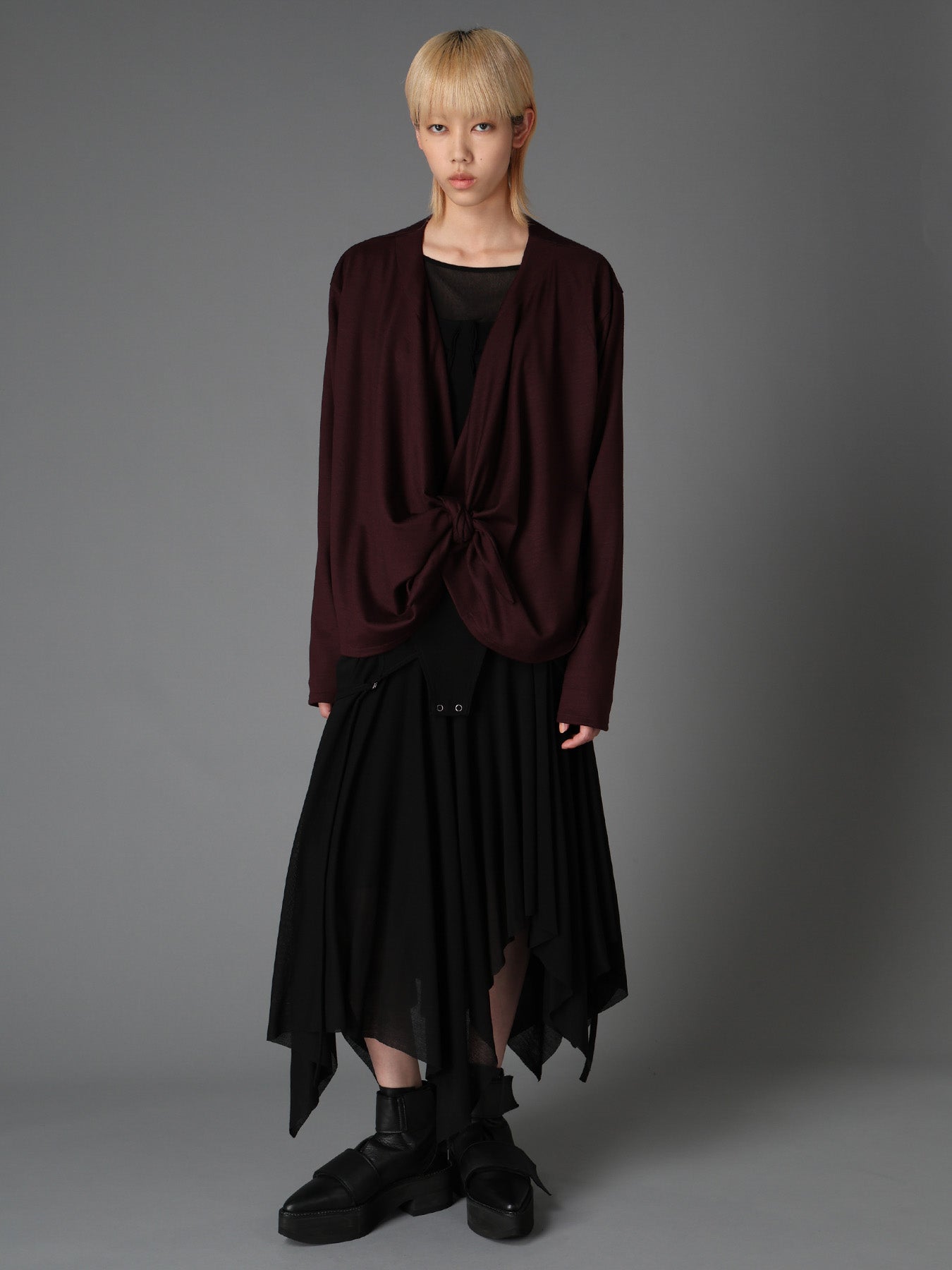 トップス back knot detail tops (japan made) W/ SINGLE JERSEY KNOT DETAIL CARDIGAN – THE SHOP YOHJI YAMAMOTO