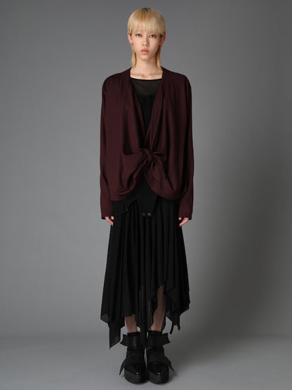 W/ SINGLE JERSEY KNOT DETAIL CARDIGAN