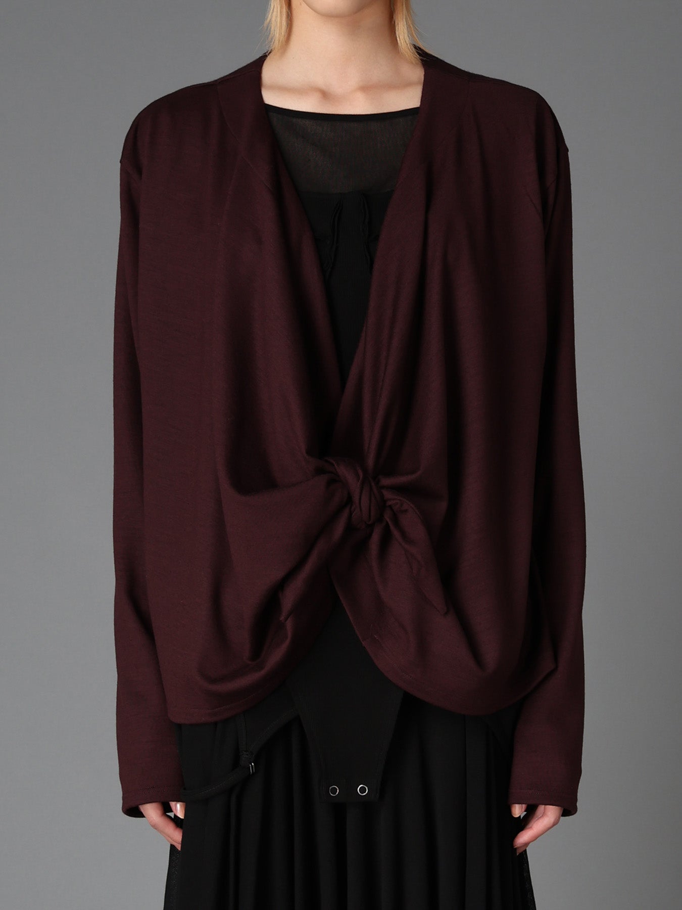 W/ SINGLE JERSEY KNOT DETAIL CARDIGAN