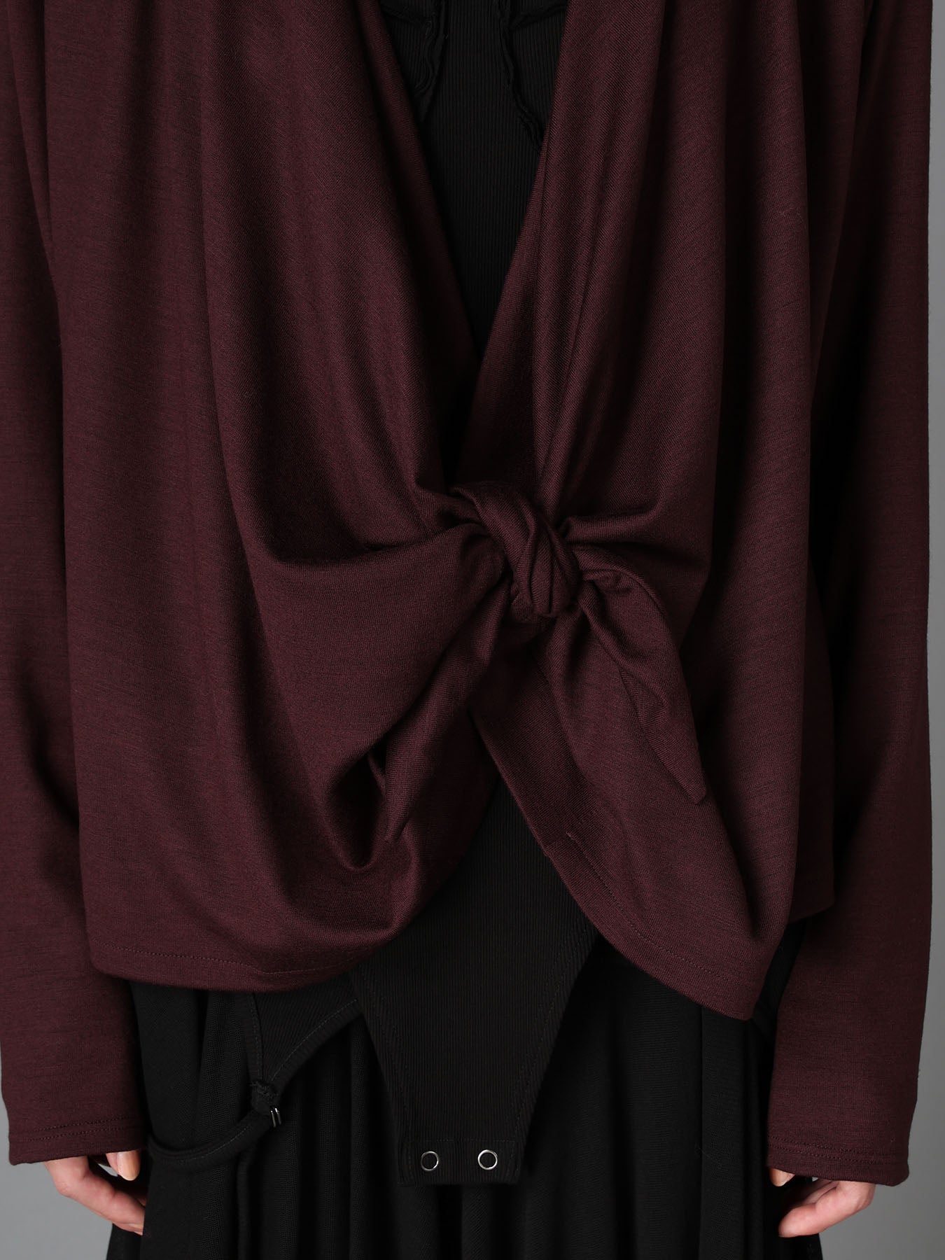 W/ SINGLE JERSEY KNOT DETAIL CARDIGAN