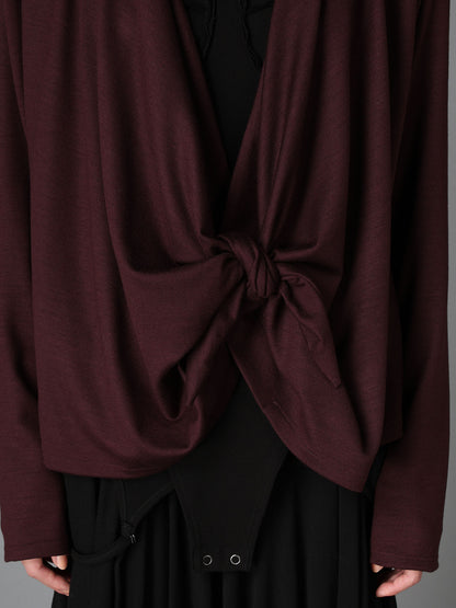 W/ SINGLE JERSEY KNOT DETAIL CARDIGAN