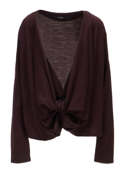 W/ SINGLE JERSEY KNOT DETAIL CARDIGAN