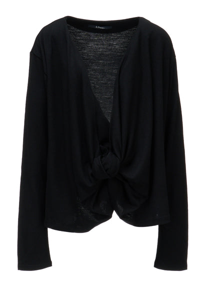 W/ SINGLE JERSEY KNOT DETAIL CARDIGAN