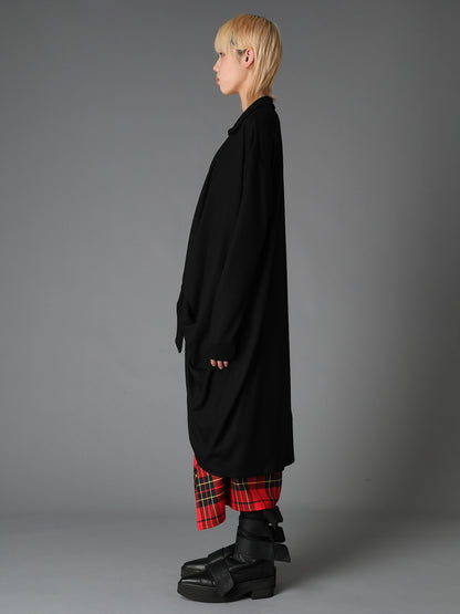 W/ SINGLE JERSEY KNOT DETAIL LONG CARDIGAN