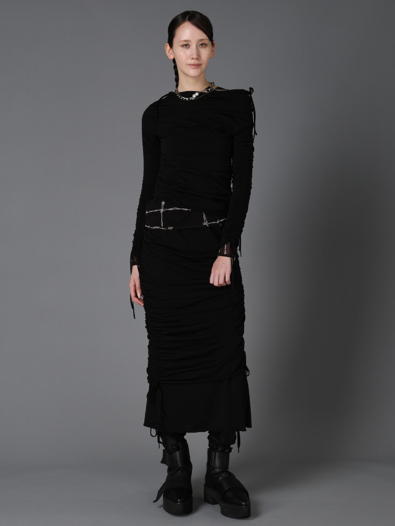 BIAS JERSEY GATHERED SLIM T