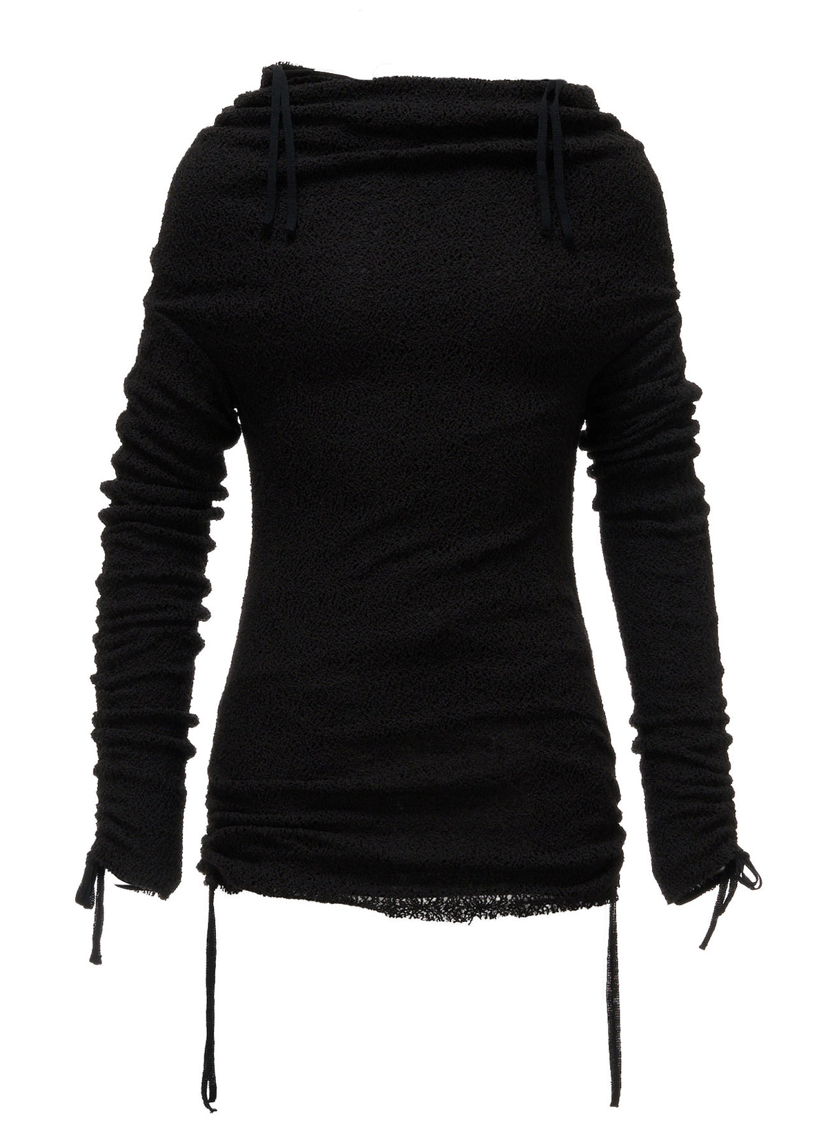 LACE+RIB KNIT GATHERED SLIM T