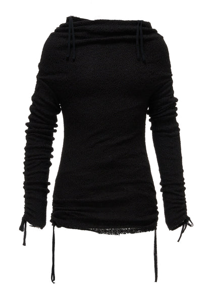 LACE+RIB KNIT GATHERED SLIM T