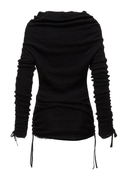 LACE+RIB KNIT GATHERED SLIM T