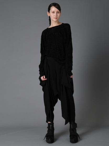 FLOCKED TULLE BALLOON LONG SLEEVE T