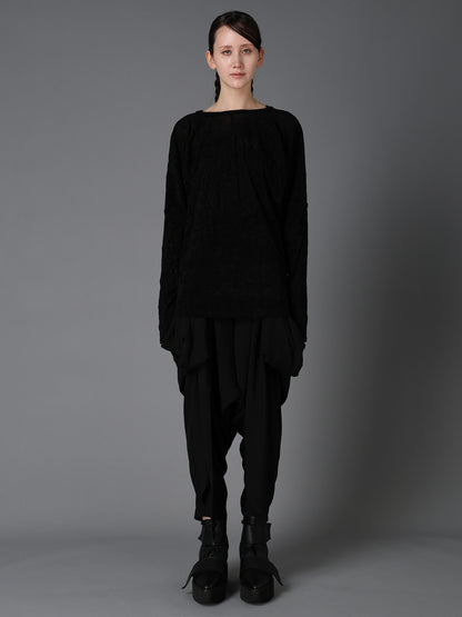 FLOCKED TULLE BALLOON LONG SLEEVE T
