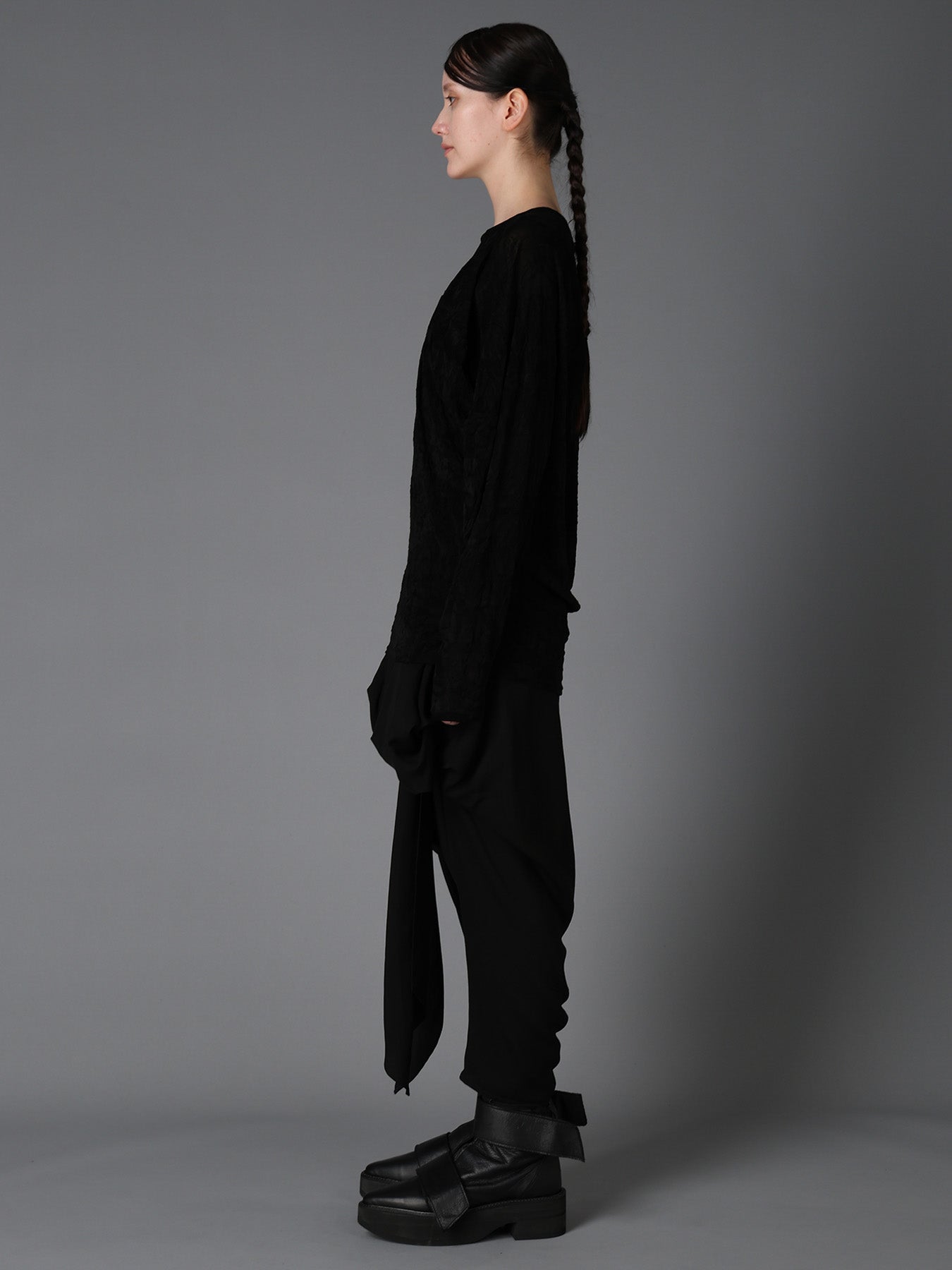 FLOCKED TULLE BALLOON LONG SLEEVE T