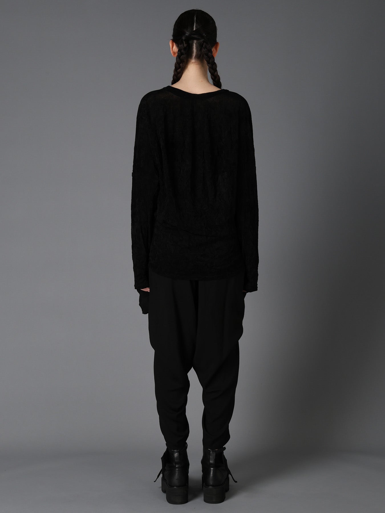 FLOCKED TULLE BALLOON LONG SLEEVE T