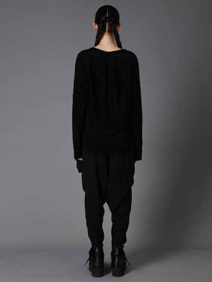 FLOCKED TULLE BALLOON LONG SLEEVE T