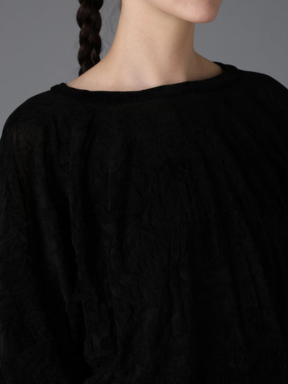 FLOCKED TULLE BALLOON LONG SLEEVE T