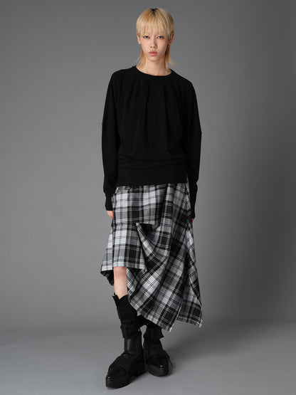 BRUSHED STRETCH JERSEY BALLOON LONG SLEEVE T