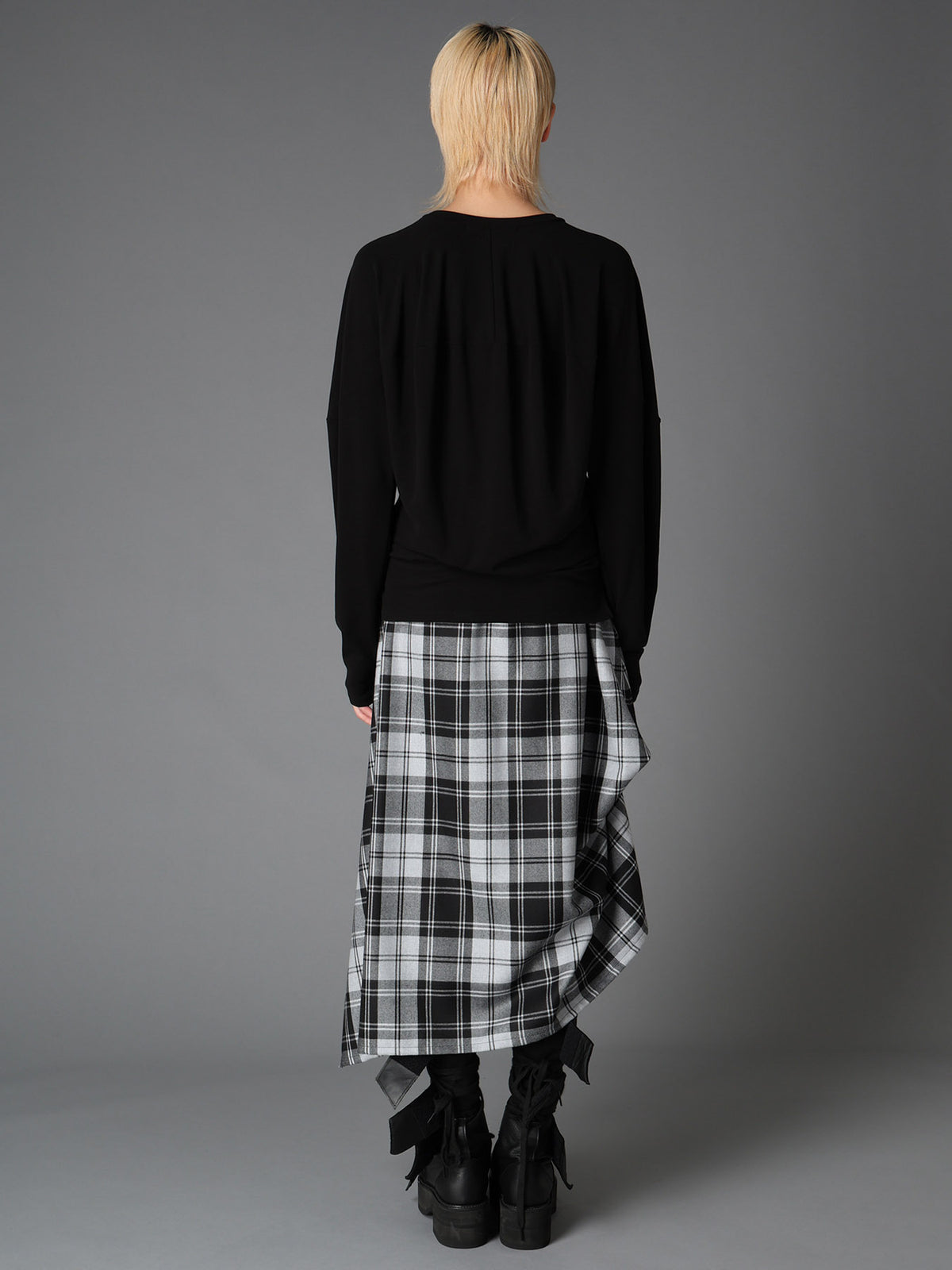BRUSHED STRETCH JERSEY BALLOON LONG SLEEVE T