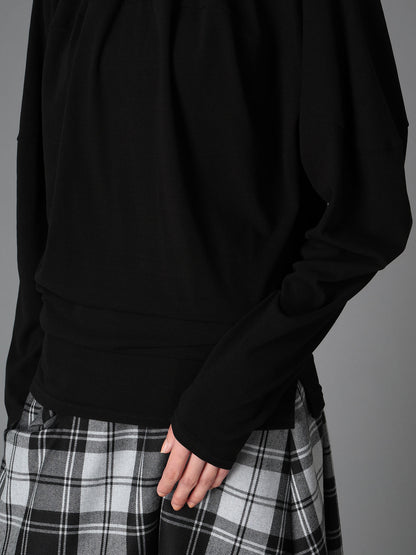 BRUSHED STRETCH JERSEY BALLOON LONG SLEEVE T