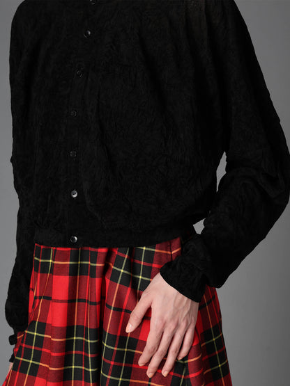 FLOCKED TULLE BALLOON CARDIGAN