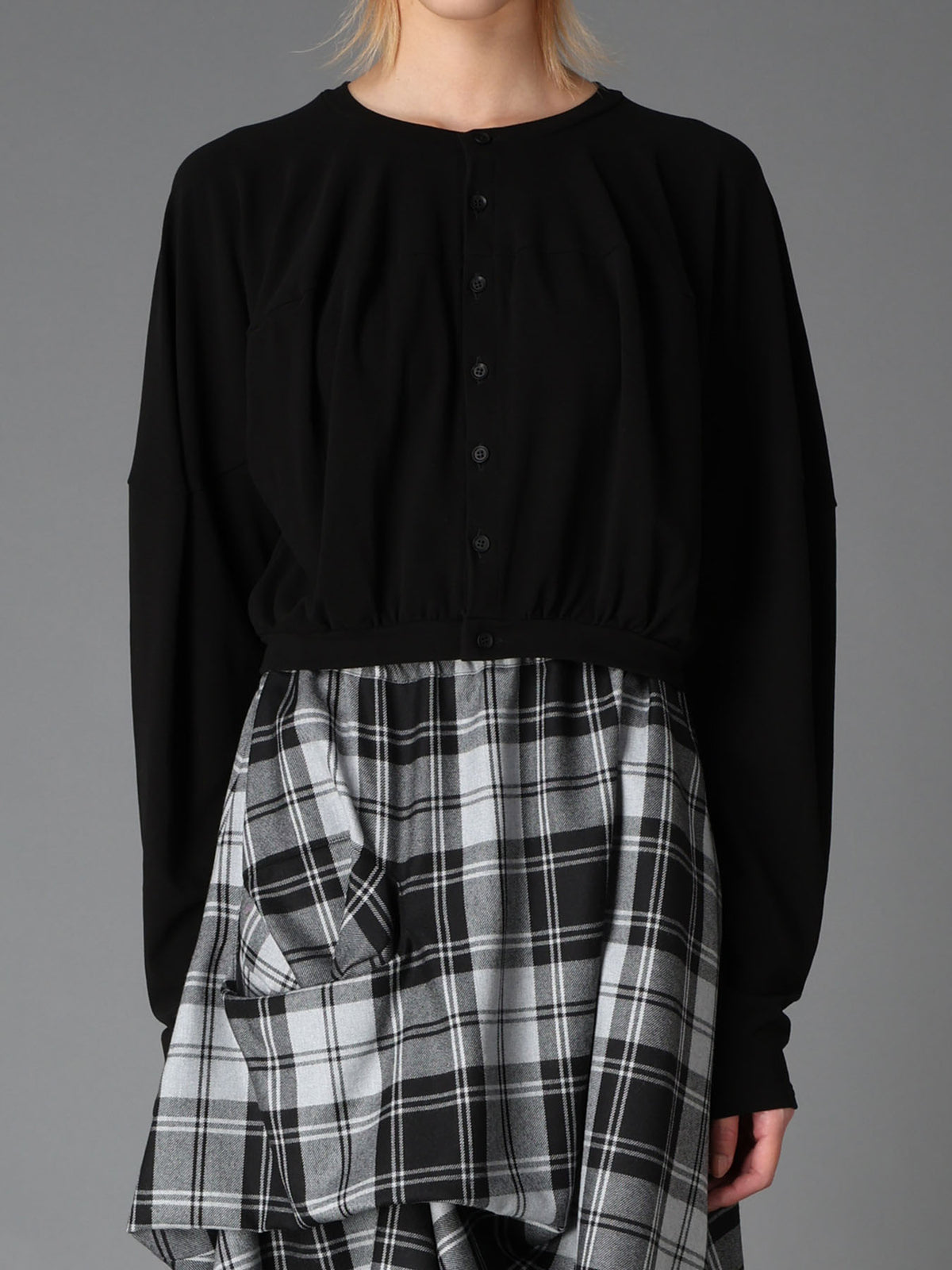 BRUSHED STRETCH JERSEY BALLOON CARDIGAN