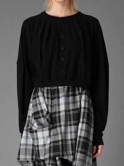 BRUSHED STRETCH JERSEY BALLOON CARDIGAN