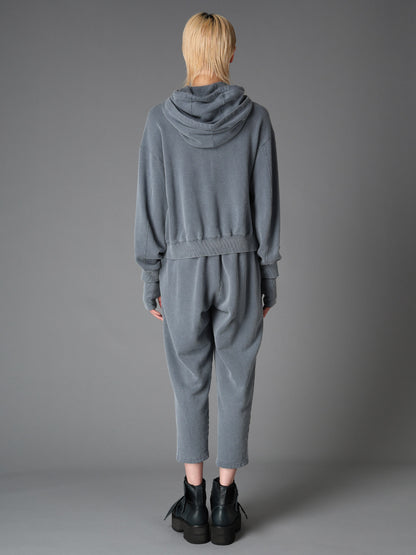 GARMENT DYED FRENCH TERRY DOUBLE HOOD PULLOVER