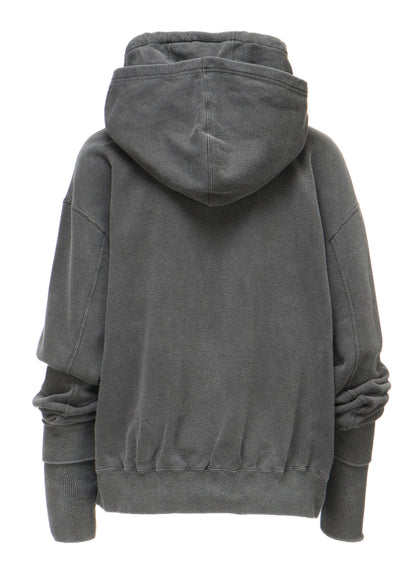 GARMENT DYED FRENCH TERRY DOUBLE HOOD PULLOVER