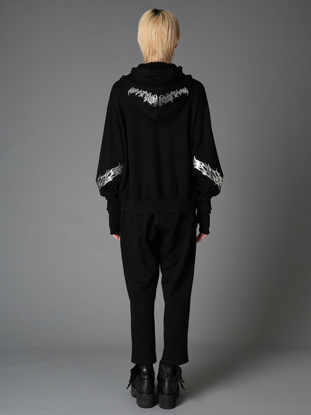 TRIBAL PRINT FRENCH TERRY DOUBLE HOOD PULLOVER