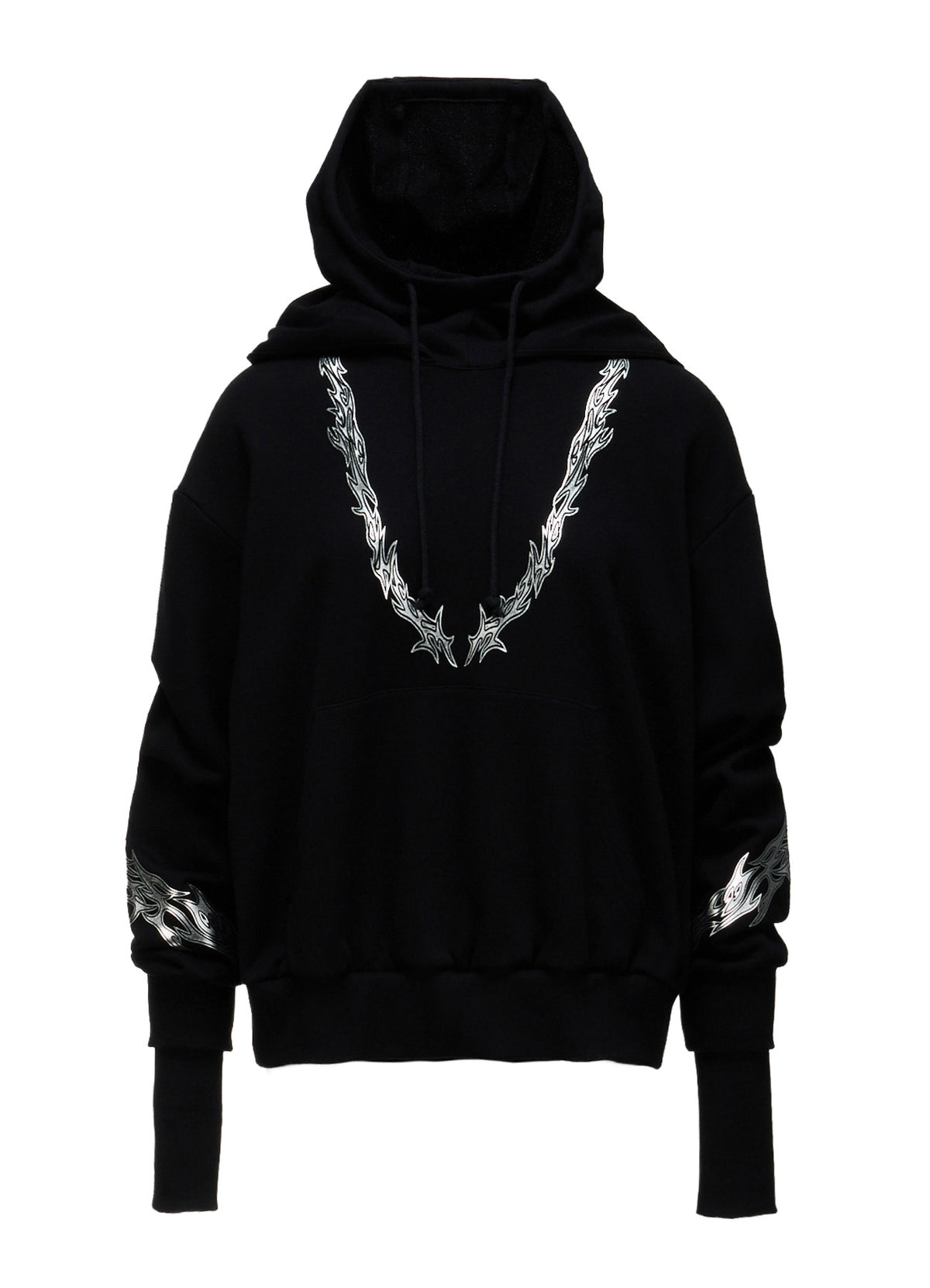 TRIBAL PRINT FRENCH TERRY DOUBLE HOOD PULLOVER