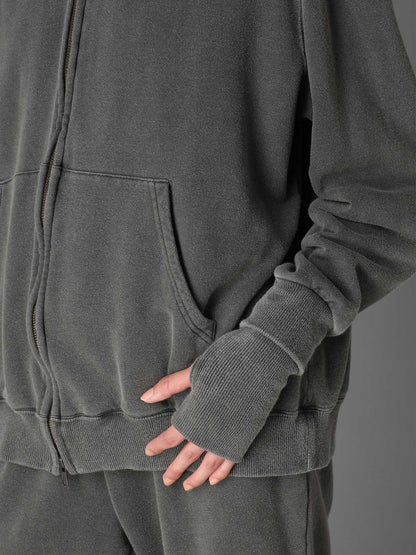 GARMENT DYED FRENCH TERRY DOUBLE HOOD PARKA