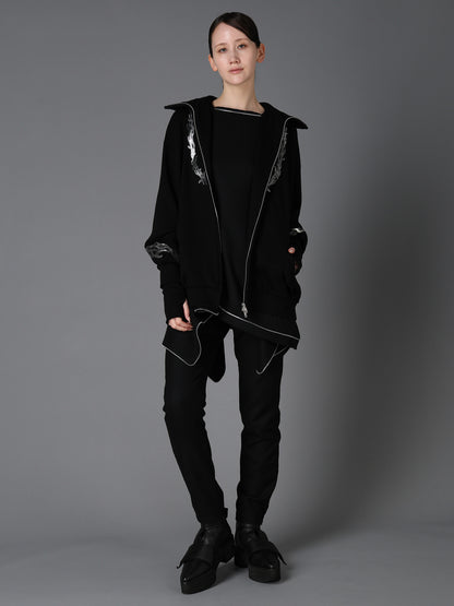 TRIBAL PRINT FRENCH TERRY DOUBLE HOOD PARKA