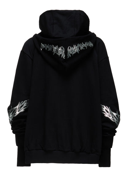 TRIBAL PRINT FRENCH TERRY DOUBLE HOOD PARKA
