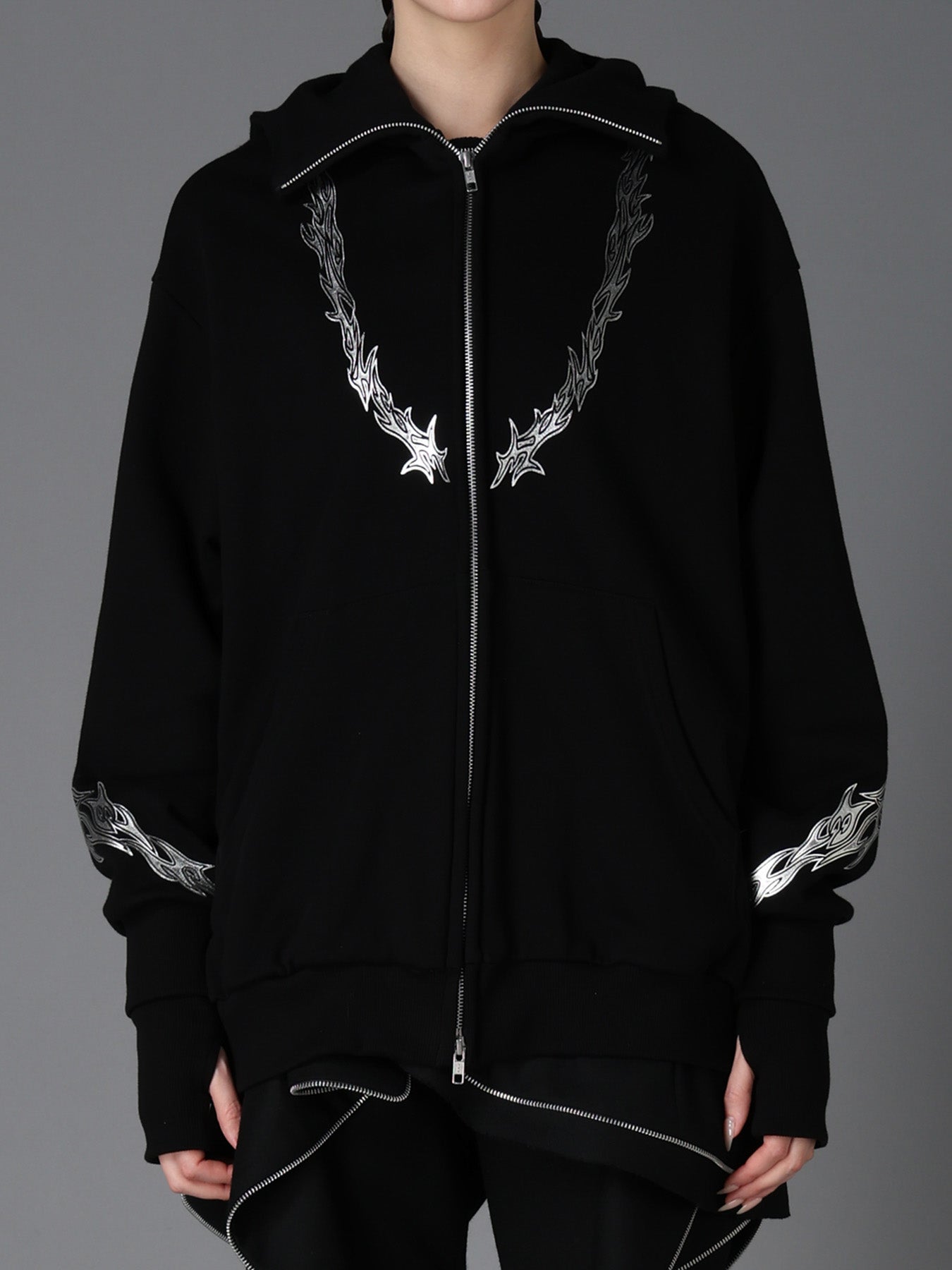 TRIBAL PRINT FRENCH TERRY DOUBLE HOOD PARKA – THE SHOP YOHJI YAMAMOTO