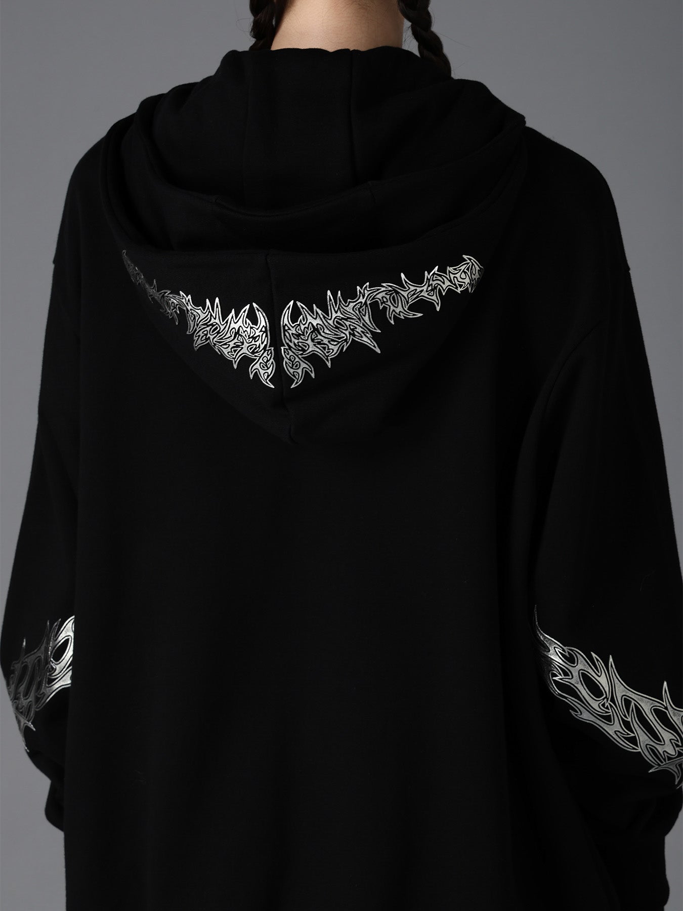 TRIBAL PRINT FRENCH TERRY DOUBLE HOOD PARKA