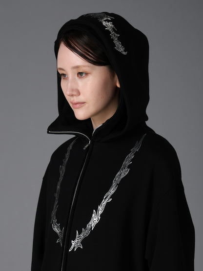 TRIBAL PRINT FRENCH TERRY DOUBLE HOOD PARKA