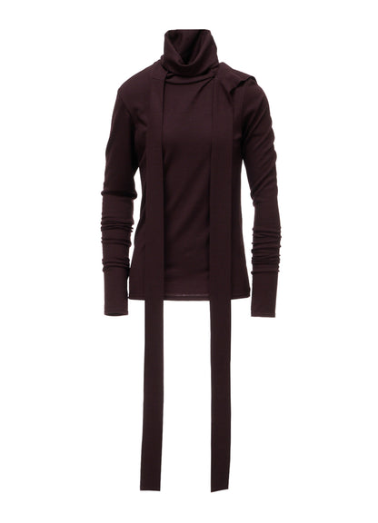 W/ SINGLE JERSEY SCARF DETAIL HOODED T SHIRT