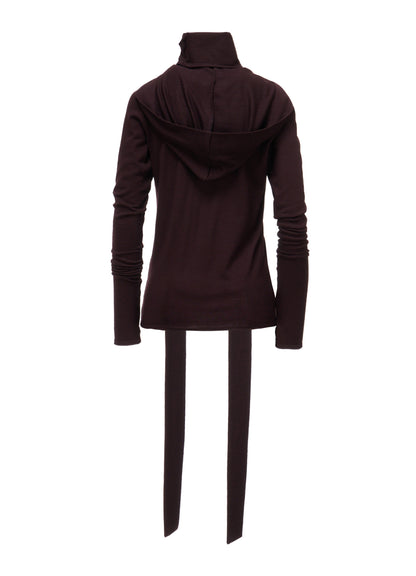 W/ SINGLE JERSEY SCARF DETAIL HOODED T SHIRT