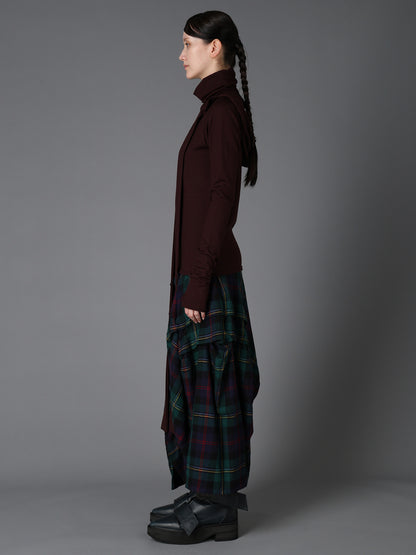 W/ SINGLE JERSEY SCARF DETAIL HOODED T SHIRT