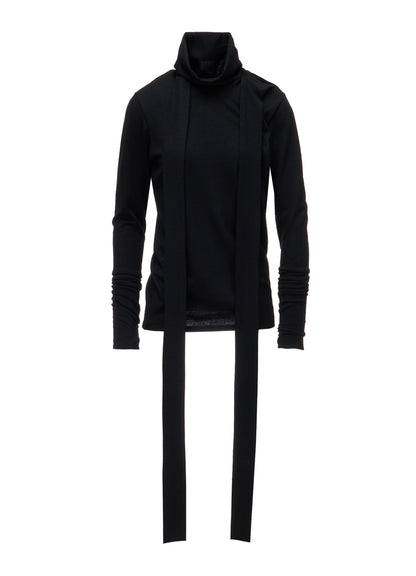 W/ SINGLE JERSEY SCARF DETAIL HOODED T SHIRT